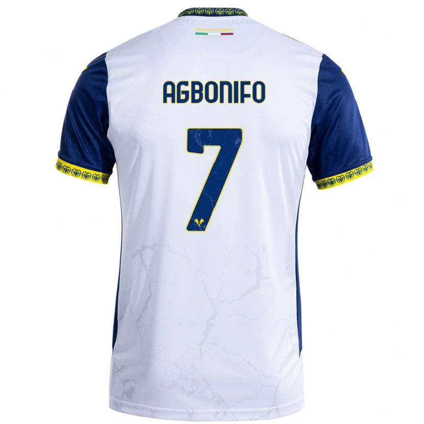 Danxen Uomo Maglia Richi Agbonifo #7 Bianco Blu Kit Gara Away 2024/25 Maglietta