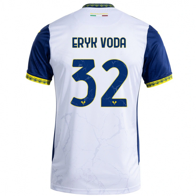 Danxen Uomo Maglia Andrei Eryk Voda #32 Bianco Blu Kit Gara Away 2024/25 Maglietta