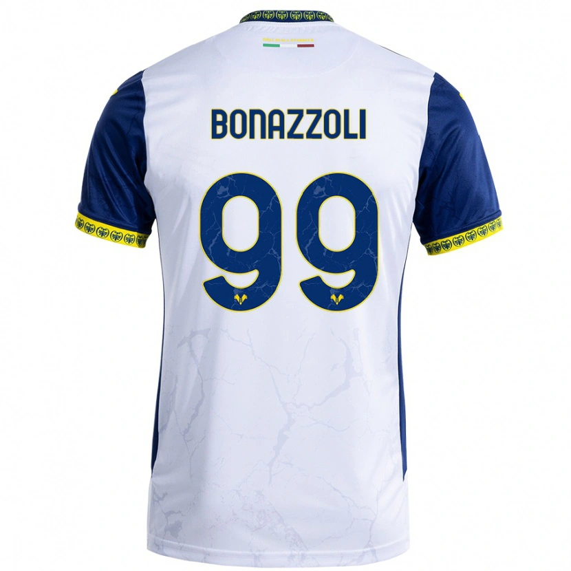 Danxen Uomo Maglia Federico Bonazzoli #99 Bianco Blu Kit Gara Away 2024/25 Maglietta