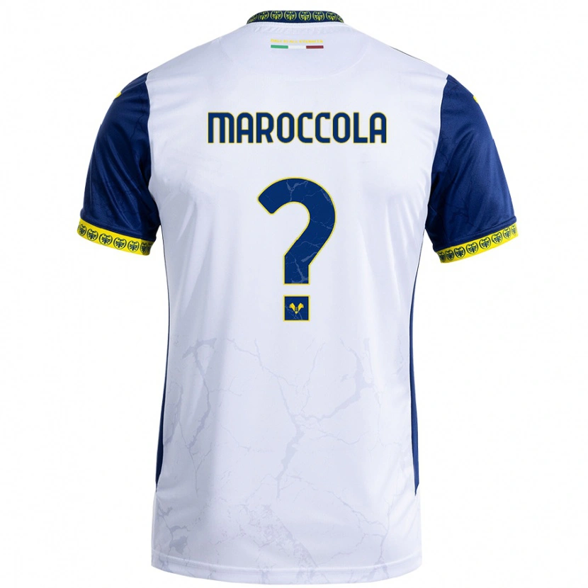 Danxen Uomo Maglia Francesco Maroccola #0 Bianco Blu Kit Gara Away 2024/25 Maglietta