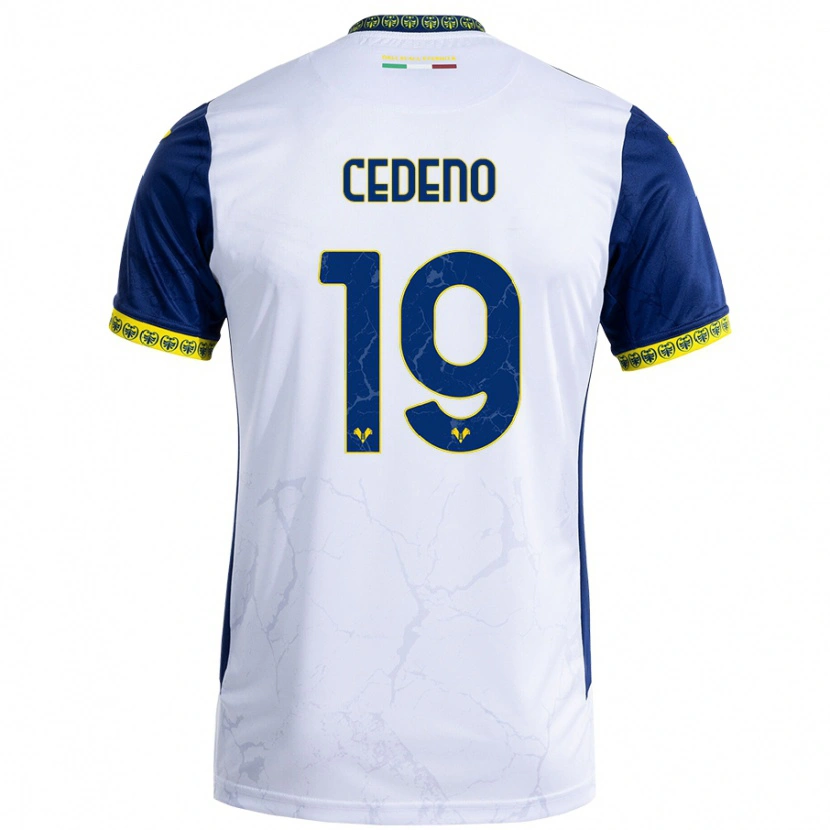 Danxen Uomo Maglia Lineth Cedeno #19 Bianco Blu Kit Gara Away 2024/25 Maglietta