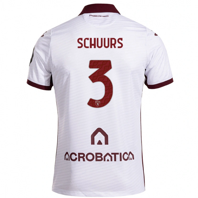 Danxen Uomo Maglia Perr Schuurs #3 Bianco Marrone Kit Gara Away 2024/25 Maglietta
