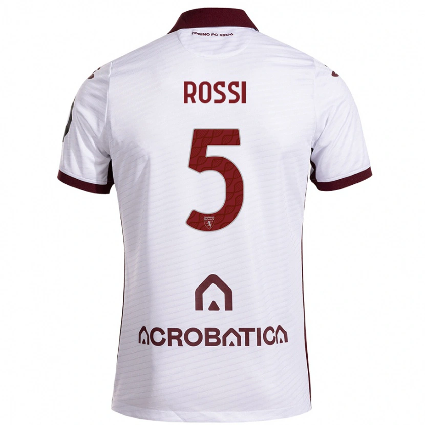Danxen Uomo Maglia Simone Rossi #5 Bianco Marrone Kit Gara Away 2024/25 Maglietta