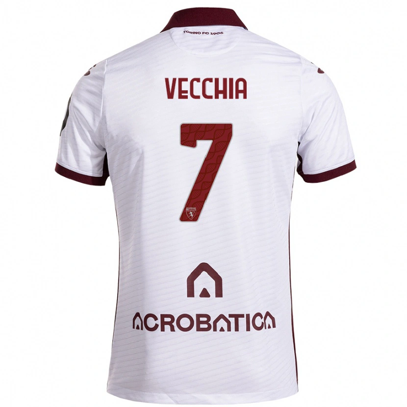 Danxen Uomo Maglia Marco Dalla Vecchia #7 Bianco Marrone Kit Gara Away 2024/25 Maglietta