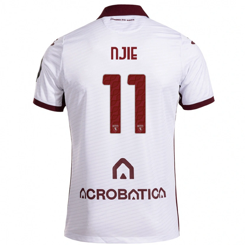 Danxen Uomo Maglia Alieu Njie #11 Bianco Marrone Kit Gara Away 2024/25 Maglietta