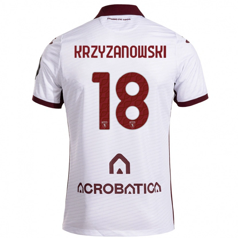 Danxen Uomo Maglia Jakub Krzyzanowski #18 Bianco Marrone Kit Gara Away 2024/25 Maglietta