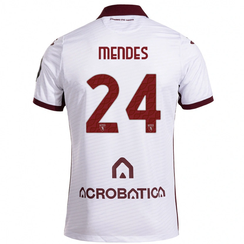 Danxen Uomo Maglia Rodrigo Mendes #24 Bianco Marrone Kit Gara Away 2024/25 Maglietta