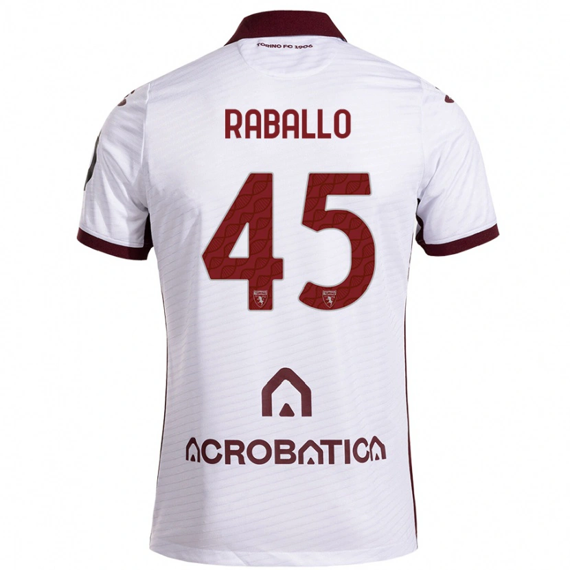 Danxen Uomo Maglia Alessio Raballo #45 Bianco Marrone Kit Gara Away 2024/25 Maglietta