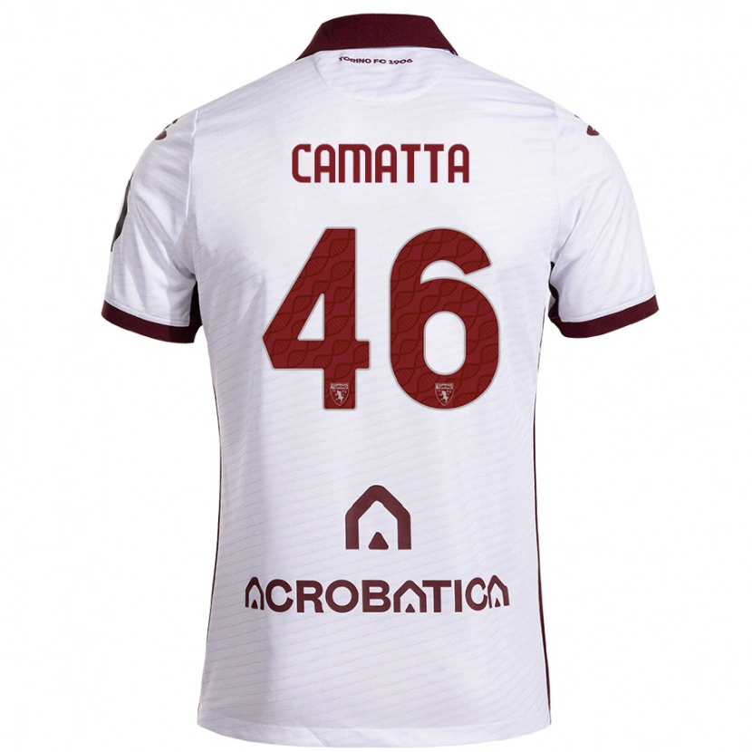 Danxen Uomo Maglia Alessandro Camatta #46 Bianco Marrone Kit Gara Away 2024/25 Maglietta