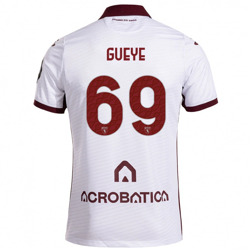 Danxen Uomo Maglia Ousmane Gueye #69 Bianco Marrone Kit Gara Away 2024/25 Maglietta