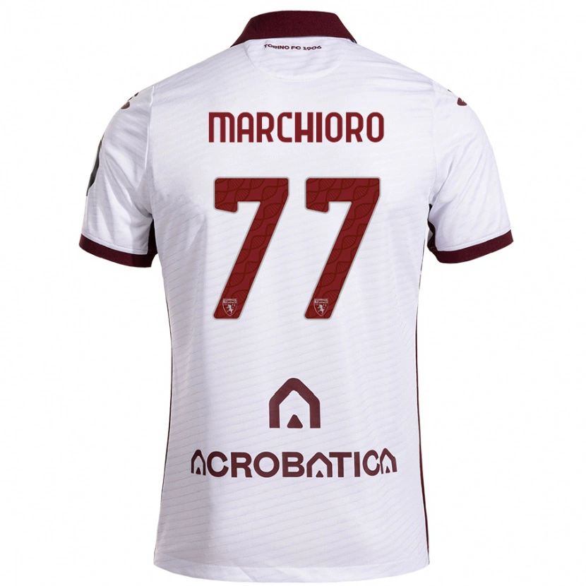 Danxen Uomo Maglia Raffaele Marchioro #77 Bianco Marrone Kit Gara Away 2024/25 Maglietta