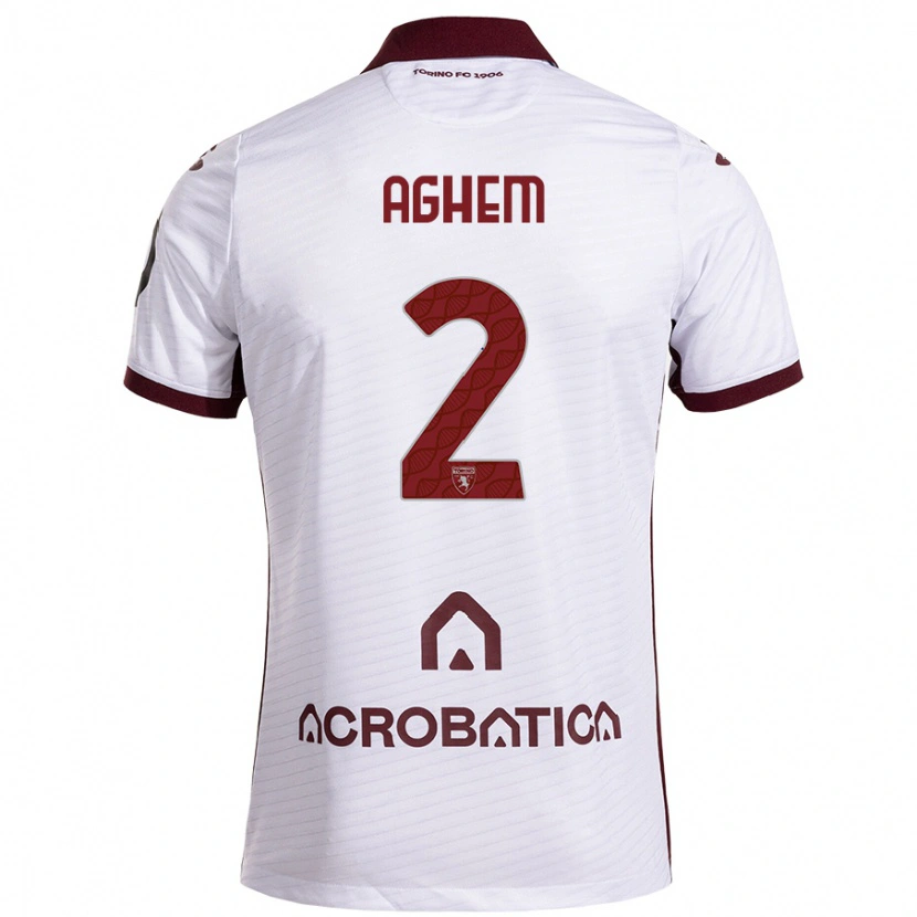 Danxen Uomo Maglia Brigitta Aghem #2 Bianco Marrone Kit Gara Away 2024/25 Maglietta