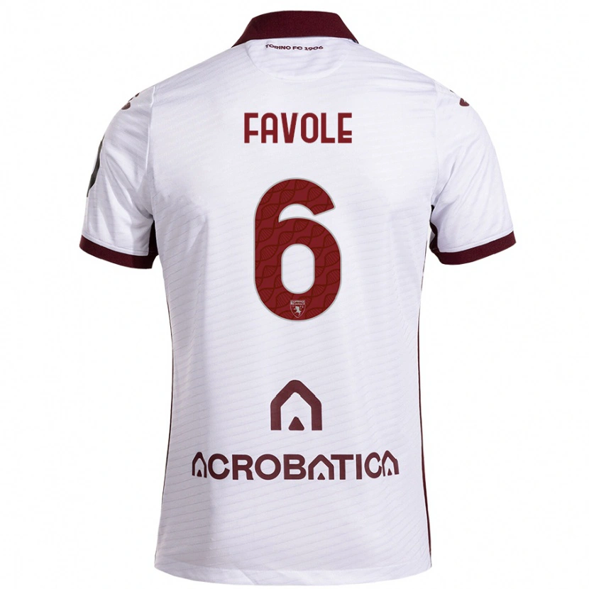 Danxen Uomo Maglia Stefania Favole #6 Bianco Marrone Kit Gara Away 2024/25 Maglietta