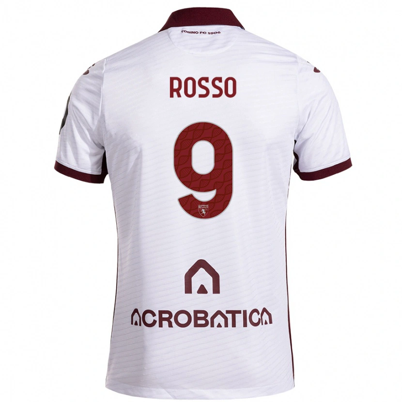 Danxen Uomo Maglia Eleonora Rosso #9 Bianco Marrone Kit Gara Away 2024/25 Maglietta