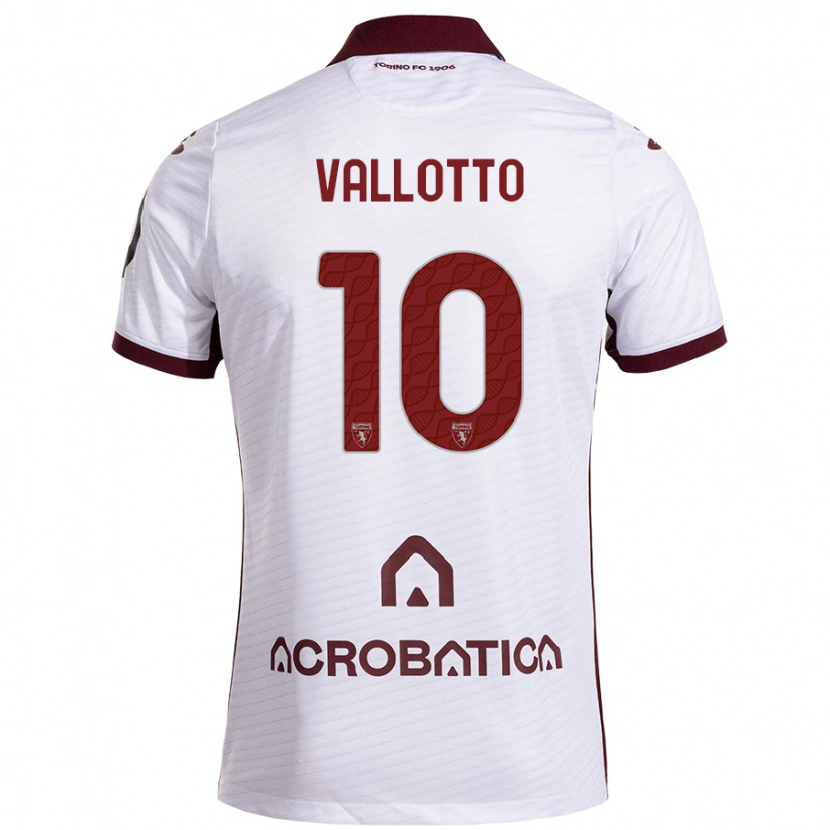 Danxen Uomo Maglia Greta Vallotto #10 Bianco Marrone Kit Gara Away 2024/25 Maglietta