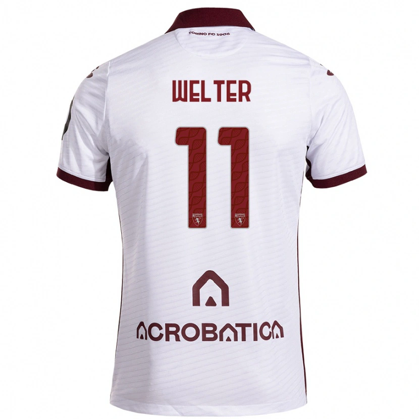 Danxen Uomo Maglia Francesca Welter #11 Bianco Marrone Kit Gara Away 2024/25 Maglietta