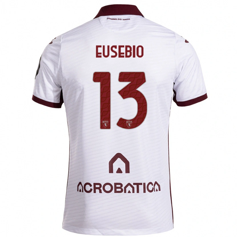 Danxen Uomo Maglia Chiara Eusebio #13 Bianco Marrone Kit Gara Away 2024/25 Maglietta