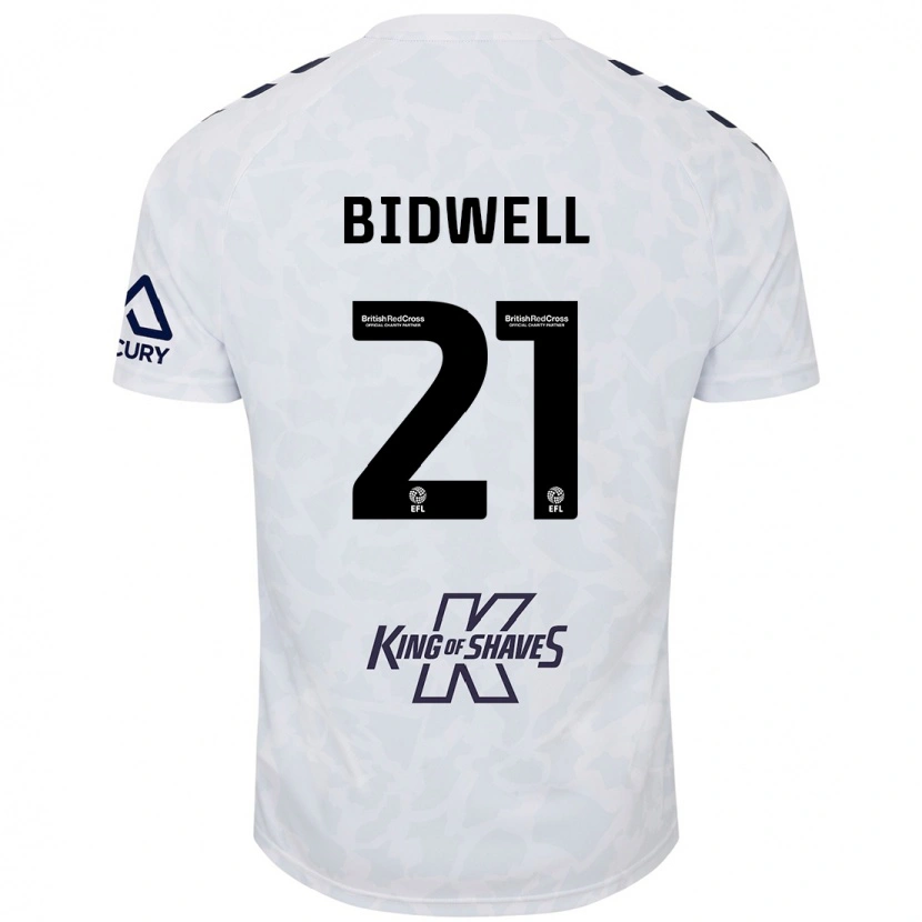 Danxen Uomo Maglia Jake Bidwell #21 Bianco Kit Gara Away 2024/25 Maglietta