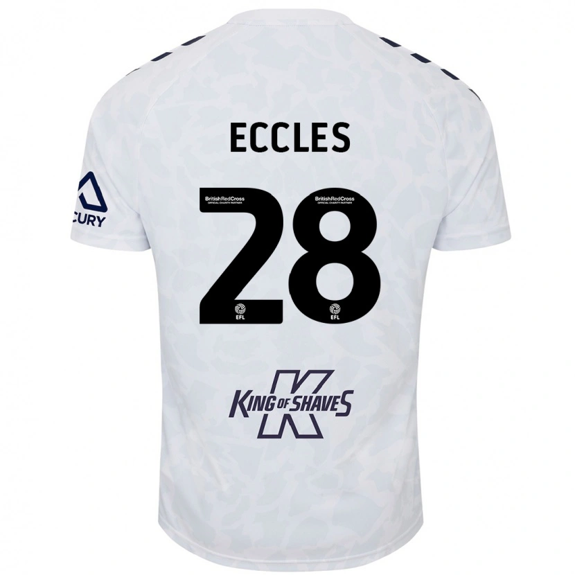 Danxen Uomo Maglia Josh Eccles #28 Bianco Kit Gara Away 2024/25 Maglietta