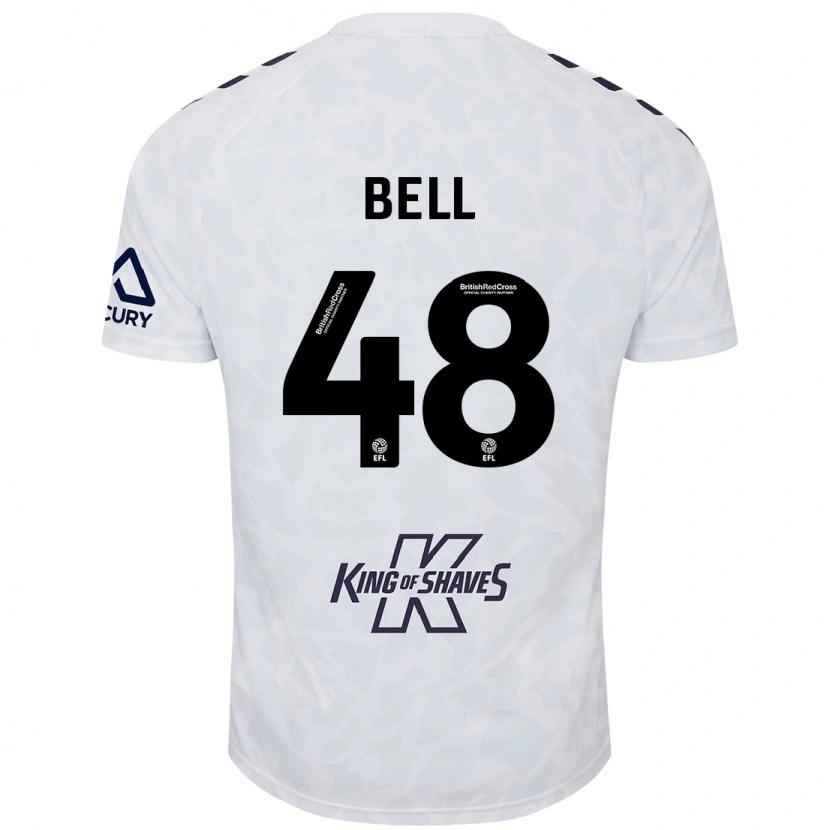 Danxen Uomo Maglia Luke Bell #48 Bianco Kit Gara Away 2024/25 Maglietta