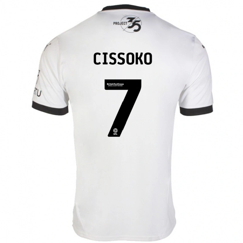 Danxen Uomo Maglia Ibrahim Cissoko #7 Bianco Nero Kit Gara Away 2024/25 Maglietta
