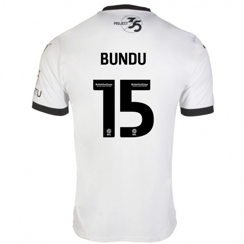 Danxen Uomo Maglia Mustapha Bundu #15 Bianco Nero Kit Gara Away 2024/25 Maglietta