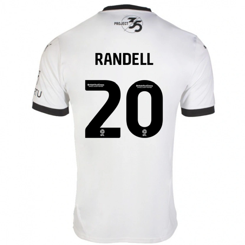 Danxen Uomo Maglia Adam Randell #20 Bianco Nero Kit Gara Away 2024/25 Maglietta