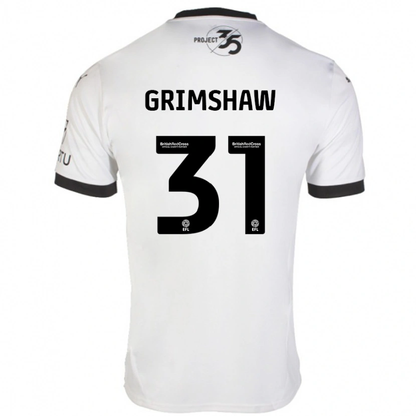 Danxen Uomo Maglia Daniel Grimshaw #31 Bianco Nero Kit Gara Away 2024/25 Maglietta