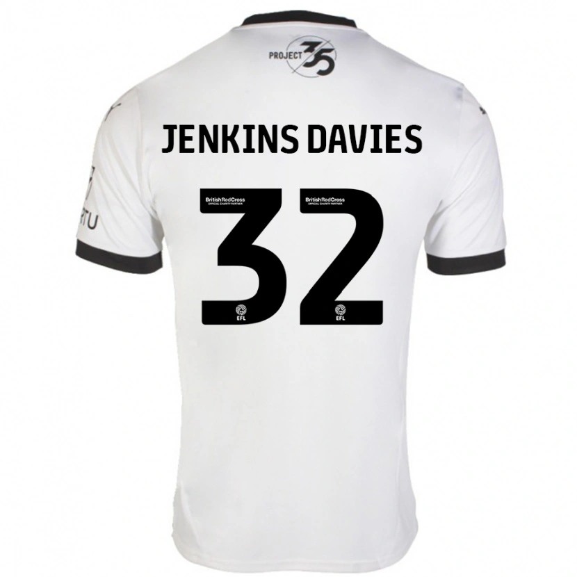 Danxen Uomo Maglia Will Jenkins-Davies #32 Bianco Nero Kit Gara Away 2024/25 Maglietta