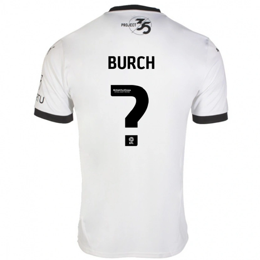 Danxen Uomo Maglia Kian Burch #0 Bianco Nero Kit Gara Away 2024/25 Maglietta