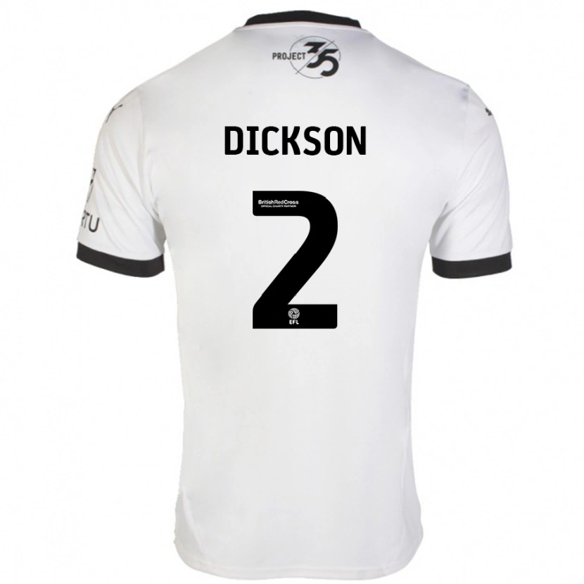 Danxen Uomo Maglia Katie Dickson #2 Bianco Nero Kit Gara Away 2024/25 Maglietta