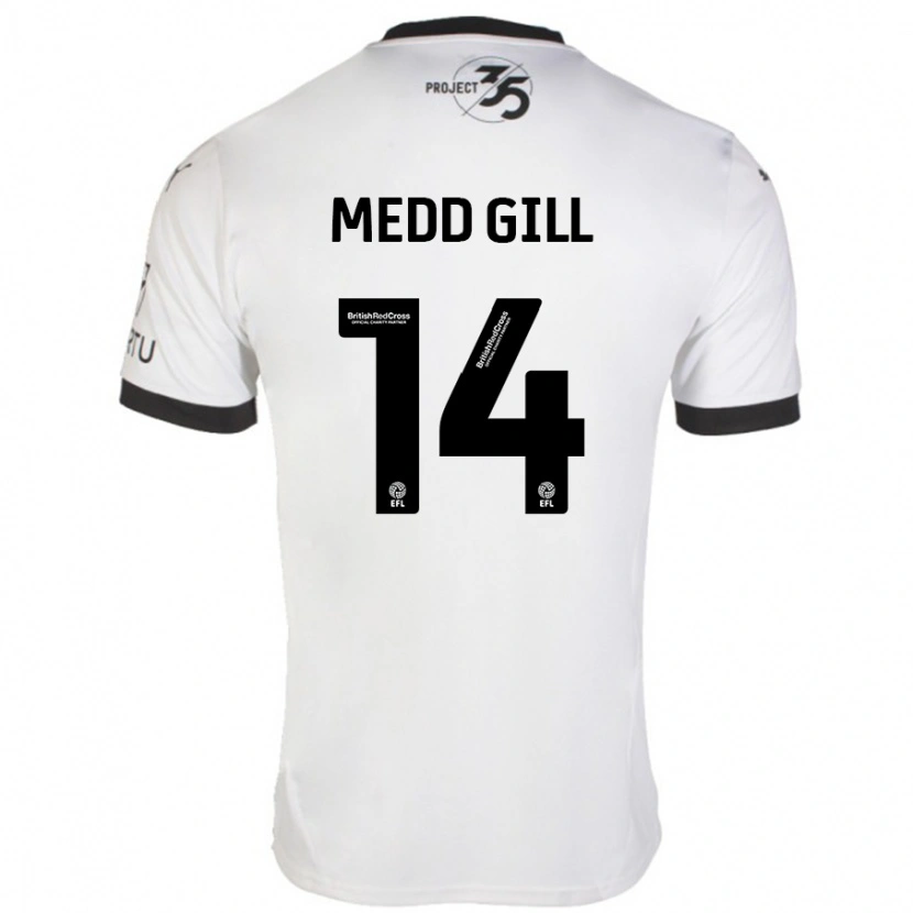 Danxen Uomo Maglia Tamsin Medd-Gill #14 Bianco Nero Kit Gara Away 2024/25 Maglietta