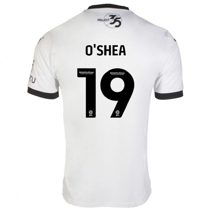 Danxen Uomo Maglia Erin O'shea #19 Bianco Nero Kit Gara Away 2024/25 Maglietta