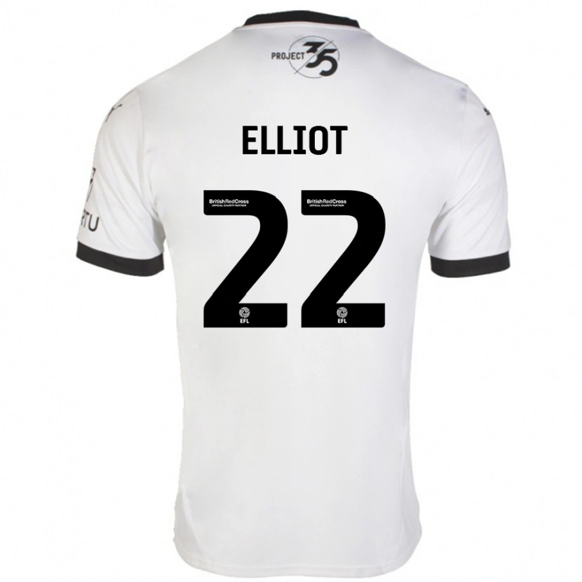 Danxen Uomo Maglia Emily Elliot #22 Bianco Nero Kit Gara Away 2024/25 Maglietta