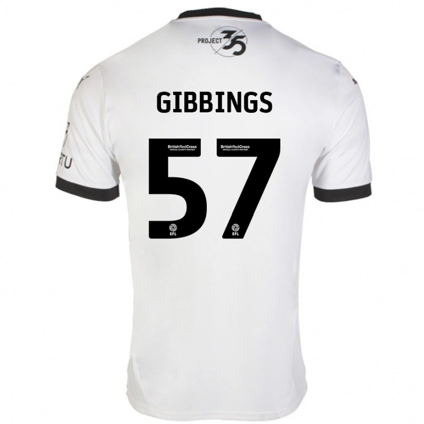 Danxen Uomo Maglia Cole Gibbings #57 Bianco Nero Kit Gara Away 2024/25 Maglietta
