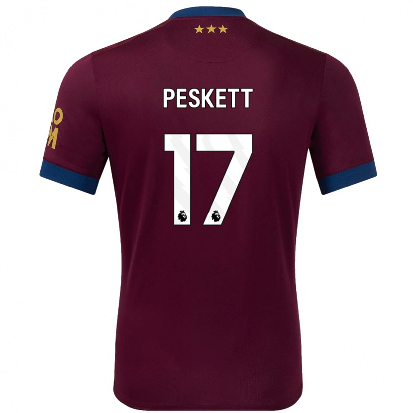 Danxen Uomo Maglia Sophie Peskett #17 Marrone Kit Gara Away 2024/25 Maglietta