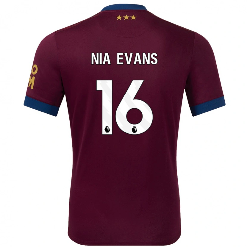 Danxen Uomo Maglia Nia Evans #16 Marrone Kit Gara Away 2024/25 Maglietta