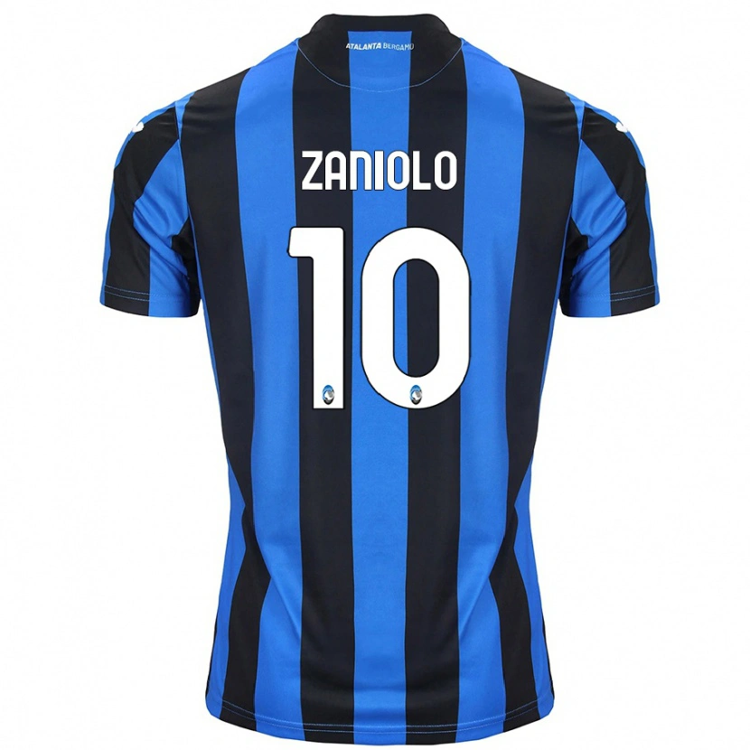 Danxen Donna Maglia Nicolò Zaniolo #10 Blu Nero Kit Gara Home 2024/25 Maglietta
