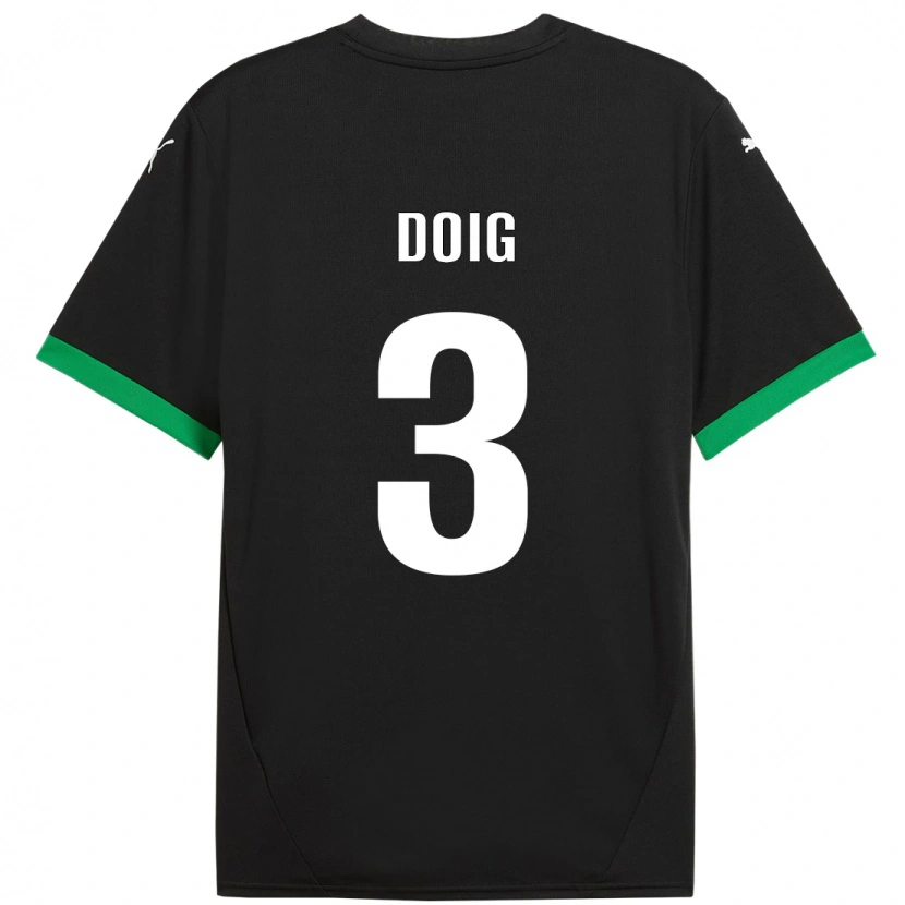Danxen Donna Maglia Josh Doig #3 Nero Verde Scuro Kit Gara Home 2024/25 Maglietta