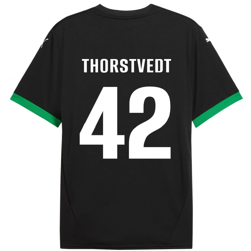 Danxen Donna Maglia Kristian Thorstvedt #42 Nero Verde Scuro Kit Gara Home 2024/25 Maglietta