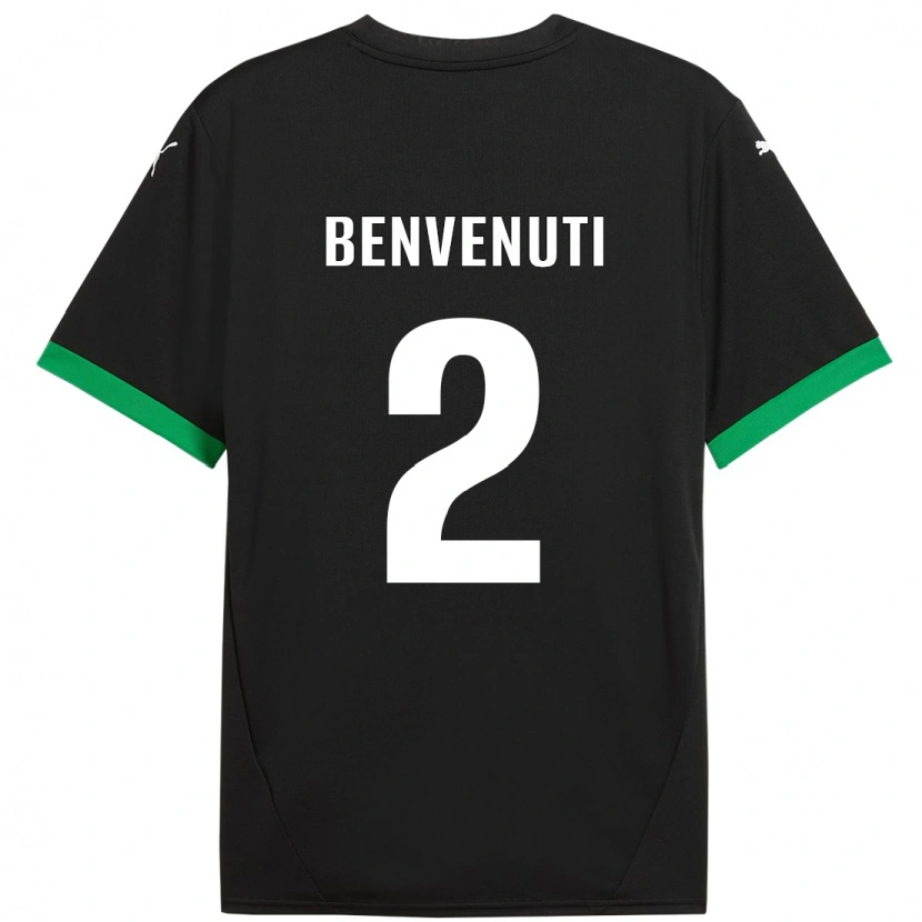 Danxen Donna Maglia Giacomo Benvenuti #2 Nero Verde Scuro Kit Gara Home 2024/25 Maglietta