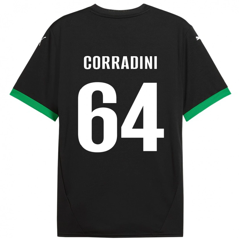 Danxen Donna Maglia Francesco Corradini #64 Nero Verde Scuro Kit Gara Home 2024/25 Maglietta