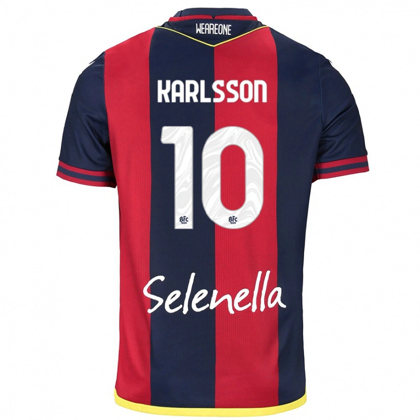 Danxen Donna Maglia Jesper Karlsson #10 Rosso Blu Reale Kit Gara Home 2024/25 Maglietta