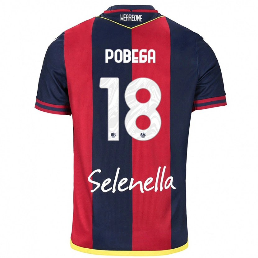 Danxen Donna Maglia Tommaso Pobega #18 Rosso Blu Reale Kit Gara Home 2024/25 Maglietta