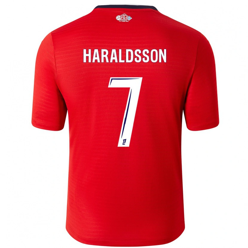 Danxen Donna Maglia Hákon Arnar Haraldsson #7 Rosso Bianco Kit Gara Home 2024/25 Maglietta