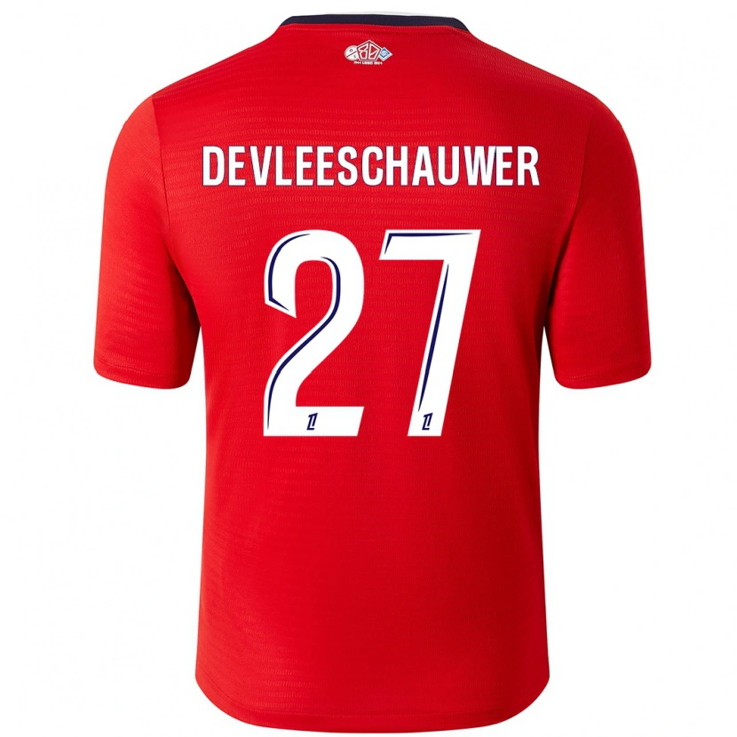 Danxen Donna Maglia Gwenaëlle Devleeschauwer #27 Rosso Bianco Kit Gara Home 2024/25 Maglietta
