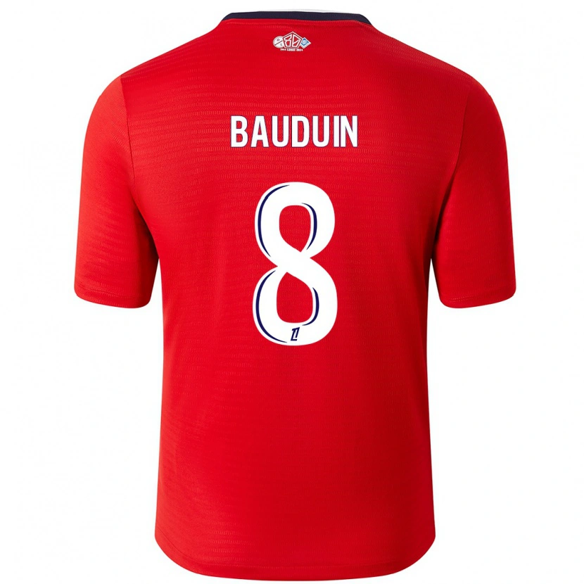 Danxen Donna Maglia Justine Bauduin #8 Rosso Bianco Kit Gara Home 2024/25 Maglietta