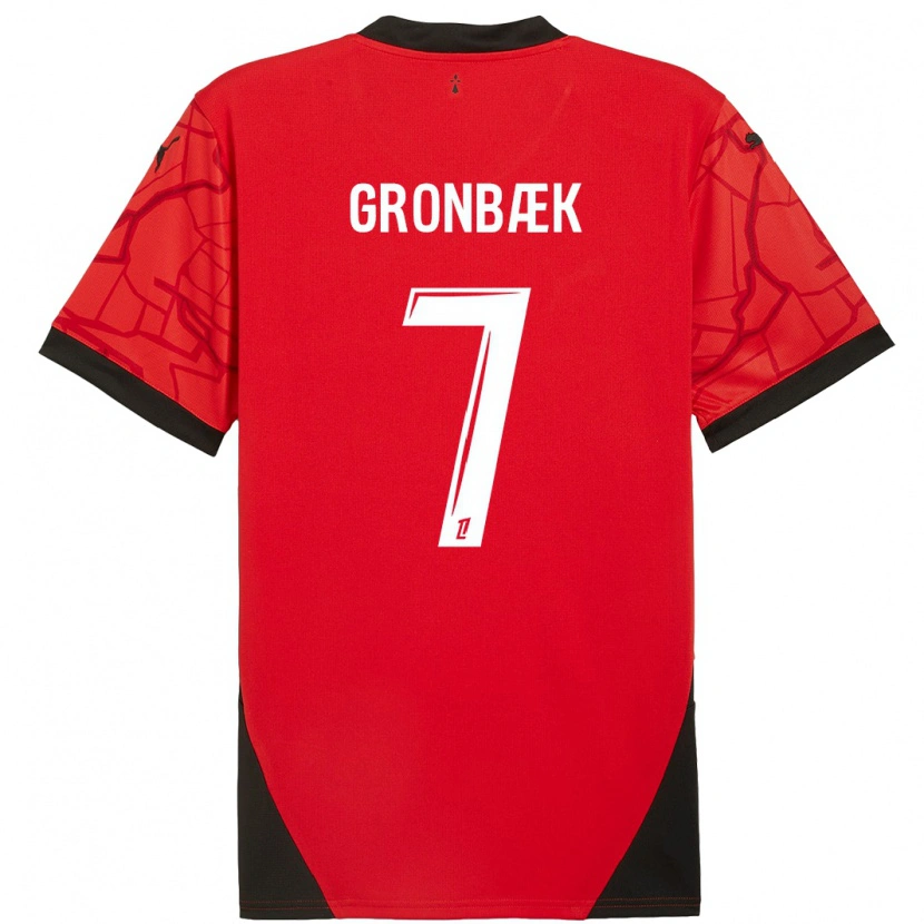 Danxen Donna Maglia Albert Grønbaek #7 Rosso Nero Kit Gara Home 2024/25 Maglietta
