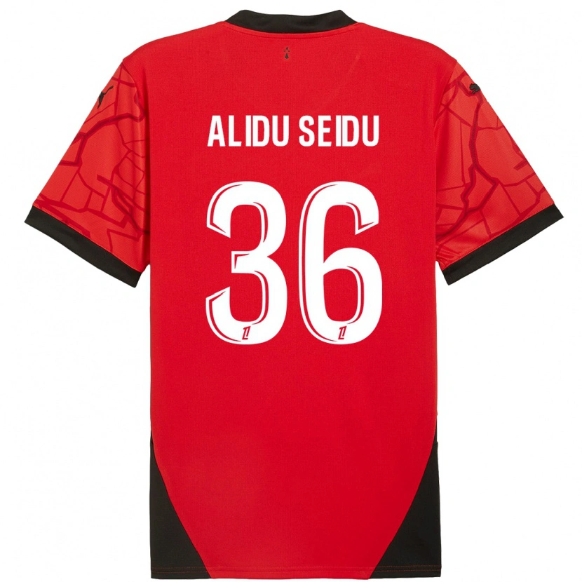 Danxen Donna Maglia Alidu Seidu #36 Rosso Nero Kit Gara Home 2024/25 Maglietta