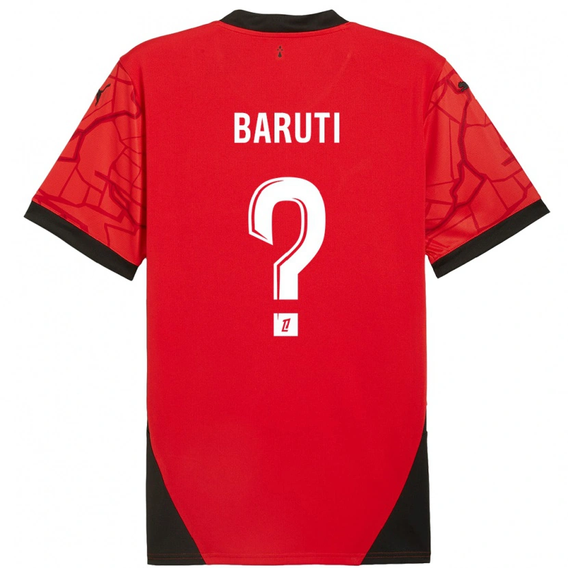 Danxen Donna Maglia Kelian Baruti #0 Rosso Nero Kit Gara Home 2024/25 Maglietta